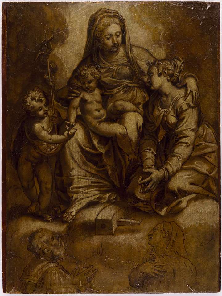 The Virgin and Child with Saints Catherine of Alexandria and John the Baptist, with Two Donors Below 